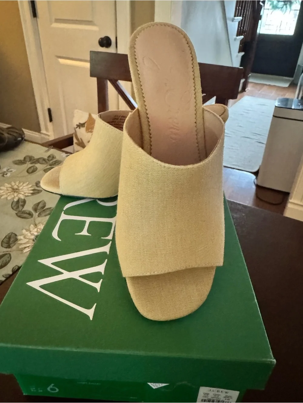 Khaki Linen J Crew wedges size 6